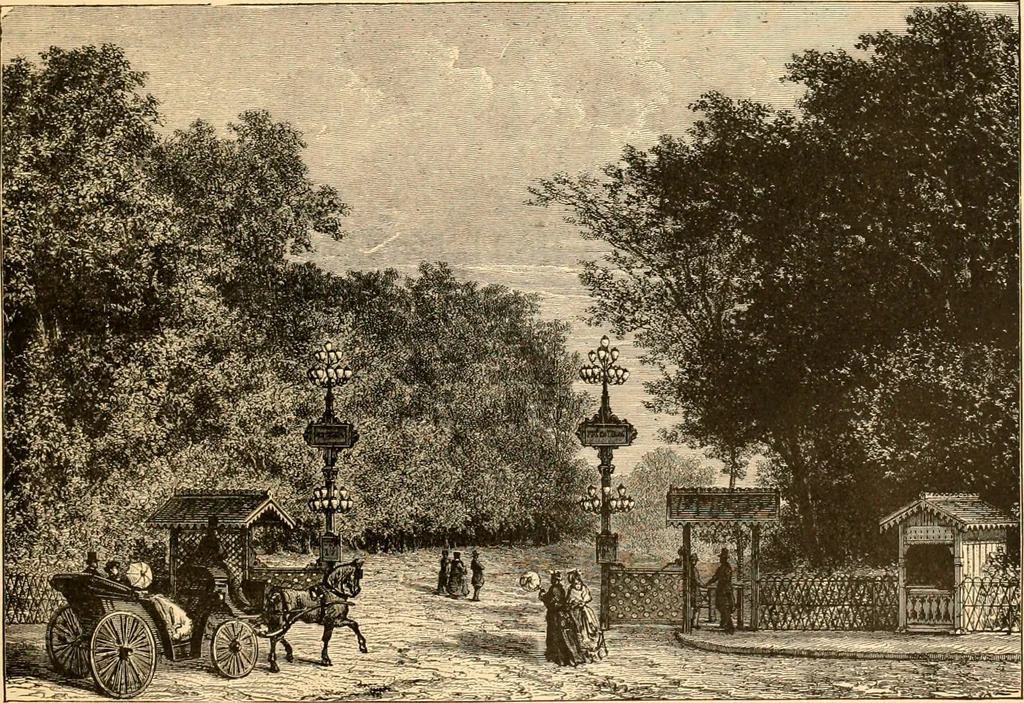An illustration from L'art des jardins. Parcs--jardins--promenades--étude historique--principles de la composition des jardins--plantations--décoration pittoresque et artistique des parcs et jardins publics; traité pratique et didactique, 1886, leaf 242
