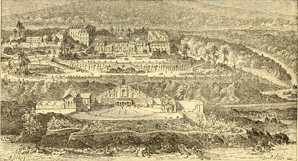 An illustration from L'art des jardins. Parcs--jardins--promenades--étude historique--principles de la composition des jardins--plantations--décoration pittoresque et artistique des parcs et jardins publics; traité pratique et didactique, 1886, leaf 269
