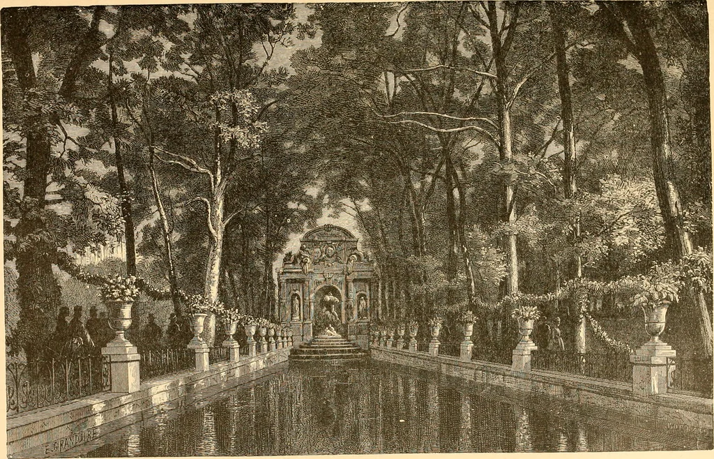 An illustration from L'art des jardins. Parcs--jardins--promenades--étude historique--principles de la composition des jardins--plantations--décoration pittoresque et artistique des parcs et jardins publics; traité pratique et didactique, 1886, leaf 278