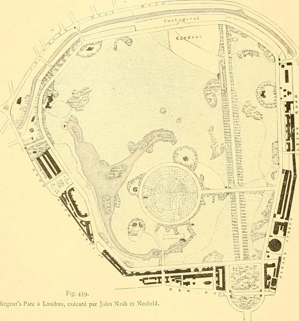 An illustration from L'art des jardins. Parcs--jardins--promenades--étude historique--principles de la composition des jardins--plantations--décoration pittoresque et artistique des parcs et jardins publics; traité pratique et didactique, 1886, leaf 281