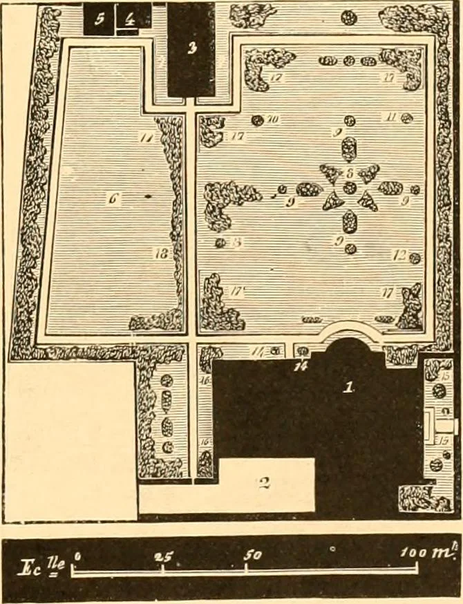 An illustration from L'art des jardins. Parcs--jardins--promenades--étude historique--principles de la composition des jardins--plantations--décoration pittoresque et artistique des parcs et jardins publics; traité pratique et didactique, 1886, leaf 288
