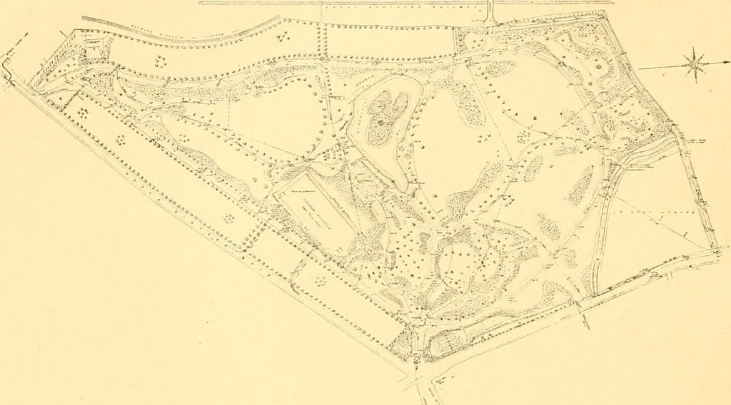 An illustration from L'art des jardins. Parcs--jardins--promenades--étude historique--principles de la composition des jardins--plantations--décoration pittoresque et artistique des parcs et jardins publics; traité pratique et didactique, 1886, leaf 293