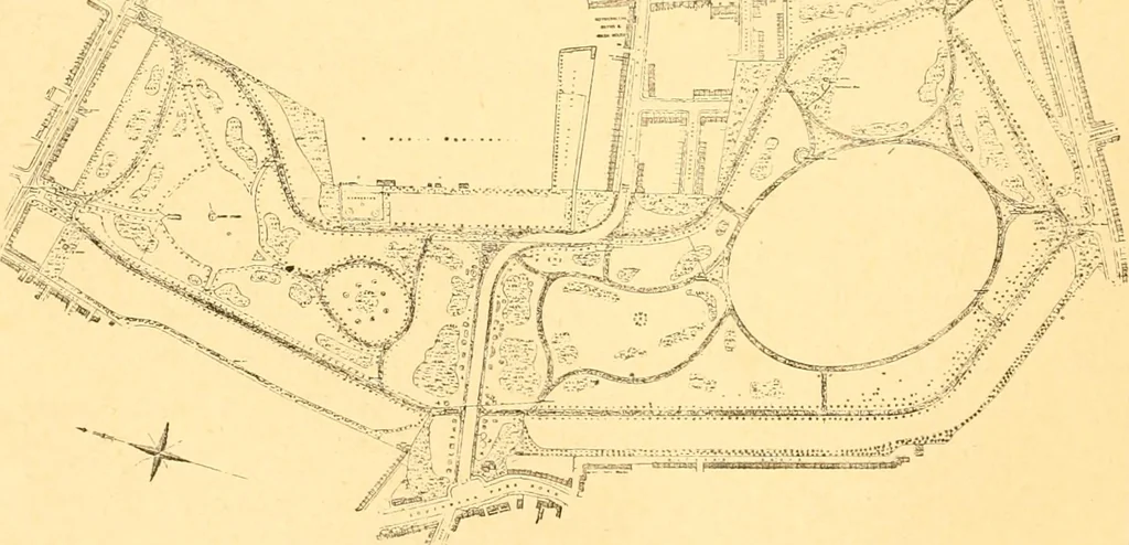 An illustration from L'art des jardins. Parcs--jardins--promenades--étude historique--principles de la composition des jardins--plantations--décoration pittoresque et artistique des parcs et jardins publics; traité pratique et didactique, 1886, leaf 293