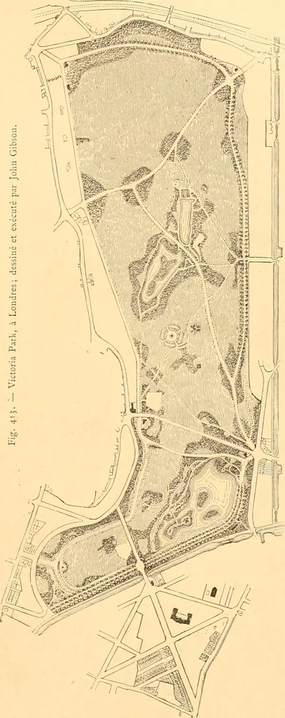 An illustration from L'art des jardins. Parcs--jardins--promenades--étude historique--principles de la composition des jardins--plantations--décoration pittoresque et artistique des parcs et jardins publics; traité pratique et didactique, 1886, leaf 294
