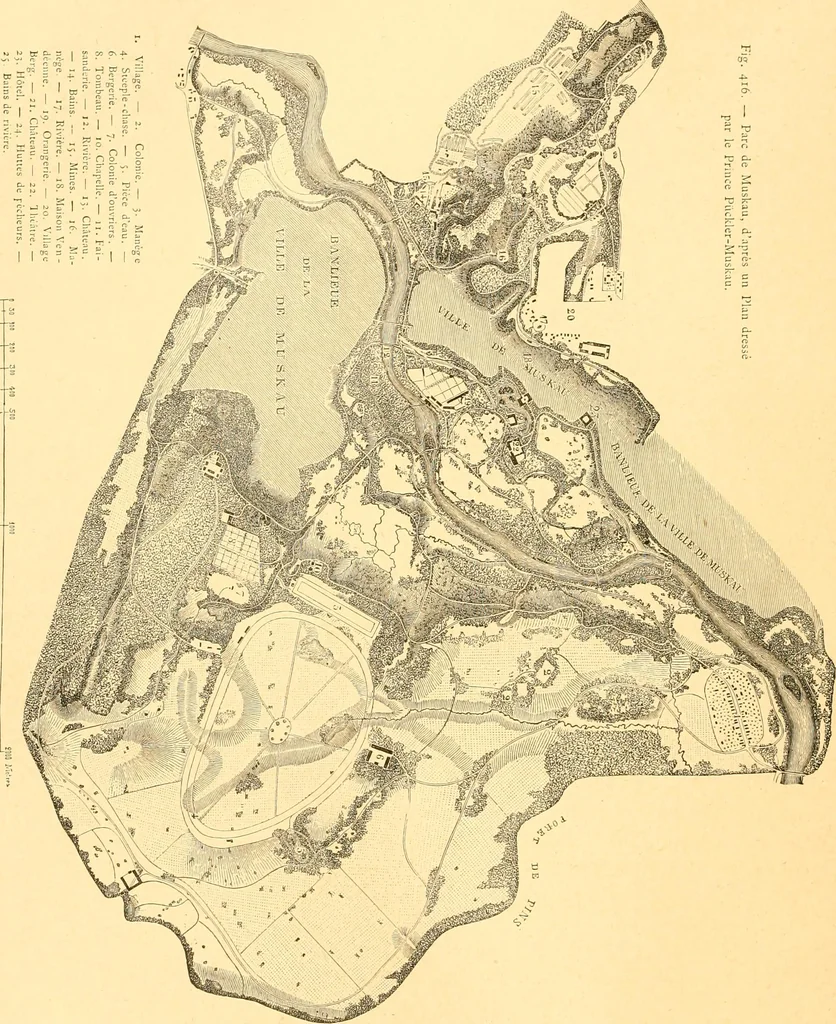 An illustration from L'art des jardins. Parcs--jardins--promenades--étude historique--principles de la composition des jardins--plantations--décoration pittoresque et artistique des parcs et jardins publics; traité pratique et didactique, 1886, leaf 297