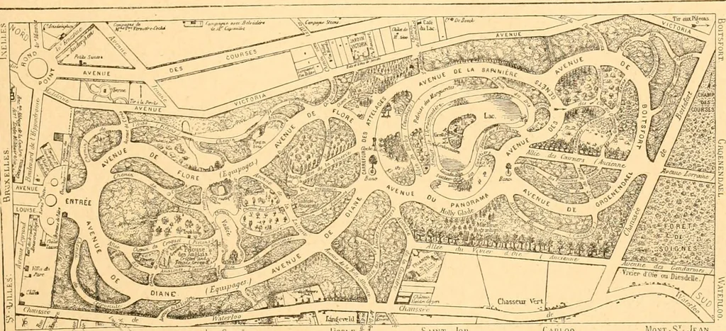 An illustration from L'art des jardins. Parcs--jardins--promenades--étude historique--principles de la composition des jardins--plantations--décoration pittoresque et artistique des parcs et jardins publics; traité pratique et didactique, 1886, leaf 298