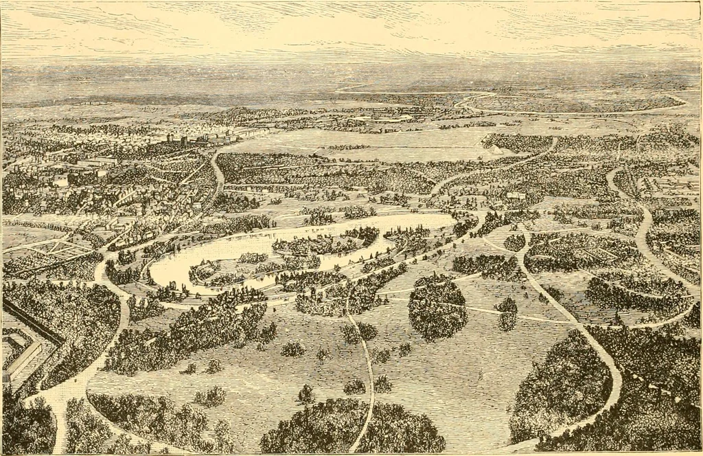 An illustration from L'art des jardins. Parcs--jardins--promenades--étude historique--principles de la composition des jardins--plantations--décoration pittoresque et artistique des parcs et jardins publics; traité pratique et didactique, 1886, leaf 331