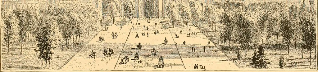 An illustration from L'art des jardins. Parcs--jardins--promenades--étude historique--principles de la composition des jardins--plantations--décoration pittoresque et artistique des parcs et jardins publics; traité pratique et didactique, 1886, leaf 336