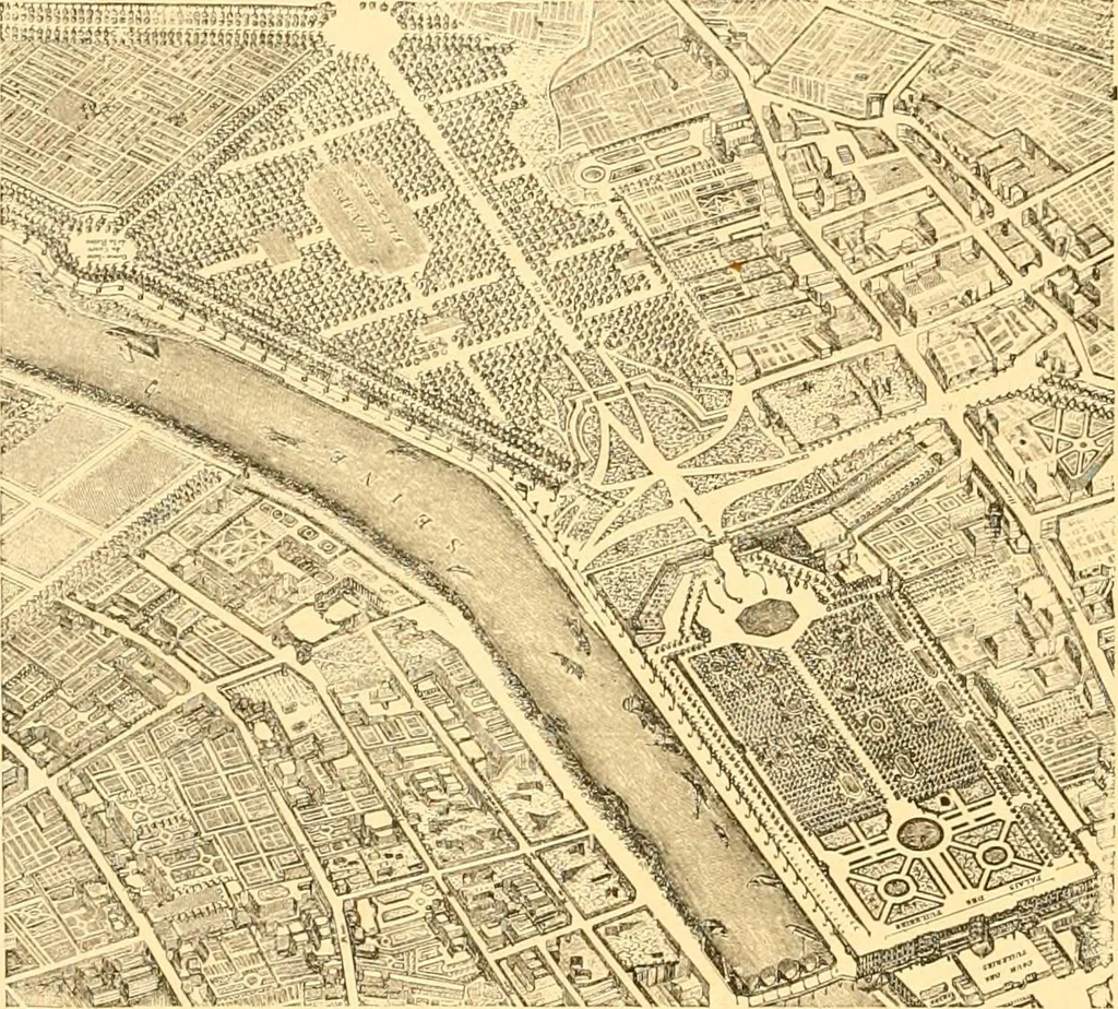 An illustration from L'art des jardins. Parcs--jardins--promenades--étude historique--principles de la composition des jardins--plantations--décoration pittoresque et artistique des parcs et jardins publics; traité pratique et didactique, 1886, leaf 361