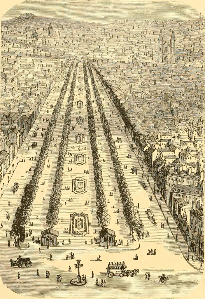 An illustration from L'art des jardins. Parcs--jardins--promenades--étude historique--principles de la composition des jardins--plantations--décoration pittoresque et artistique des parcs et jardins publics; traité pratique et didactique, 1886, leaf 365