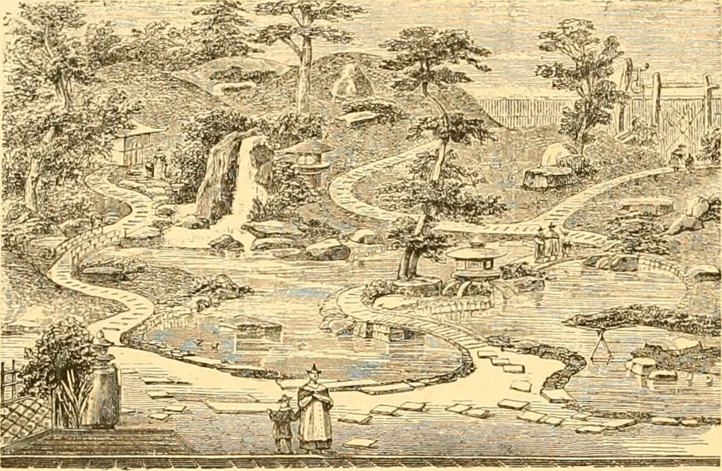 An illustration from L'art des jardins. Parcs--jardins--promenades--étude historique--principles de la composition des jardins--plantations--décoration pittoresque et artistique des parcs et jardins publics; traité pratique et didactique, 1886, leaf 39