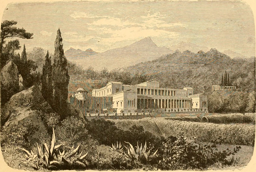 An illustration from L'art des jardins. Parcs--jardins--promenades--étude historique--principles de la composition des jardins--plantations--décoration pittoresque et artistique des parcs et jardins publics; traité pratique et didactique, 1886, leaf 48