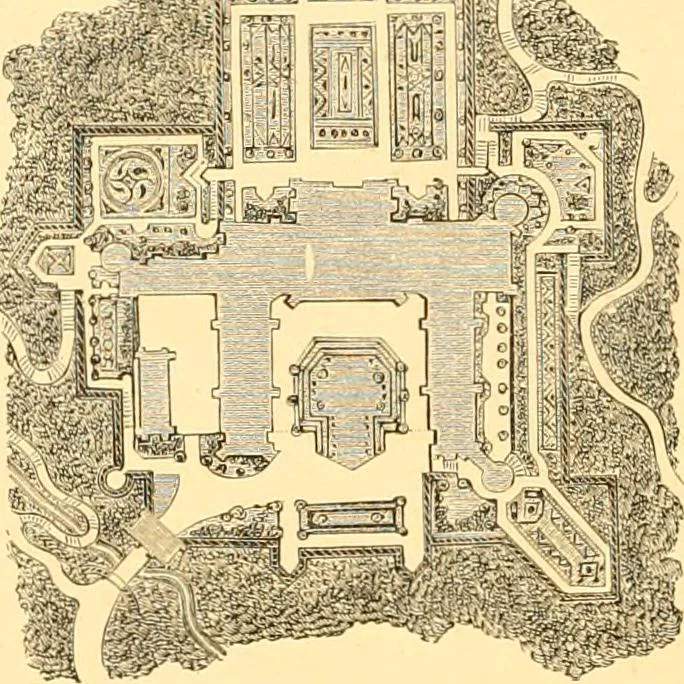 An illustration from L'art des jardins. Parcs--jardins--promenades--étude historique--principles de la composition des jardins--plantations--décoration pittoresque et artistique des parcs et jardins publics; traité pratique et didactique, 1886, leaf 55