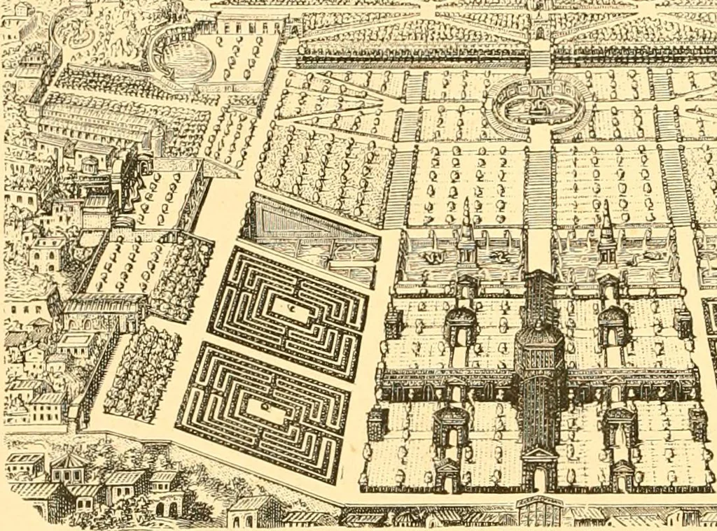 An illustration from L'art des jardins. Parcs--jardins--promenades--étude historique--principles de la composition des jardins--plantations--décoration pittoresque et artistique des parcs et jardins publics; traité pratique et didactique, 1886, leaf 59