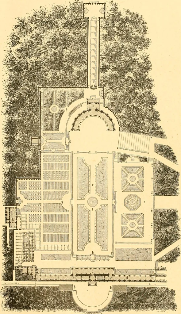 An illustration from L'art des jardins. Parcs--jardins--promenades--étude historique--principles de la composition des jardins--plantations--décoration pittoresque et artistique des parcs et jardins publics; traité pratique et didactique, 1886, leaf 71