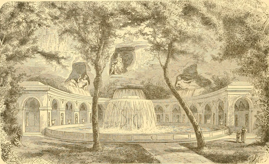 An illustration from L'art des jardins. Parcs--jardins--promenades--étude historique--principles de la composition des jardins--plantations--décoration pittoresque et artistique des parcs et jardins publics; traité pratique et didactique, 1886, leaf 75