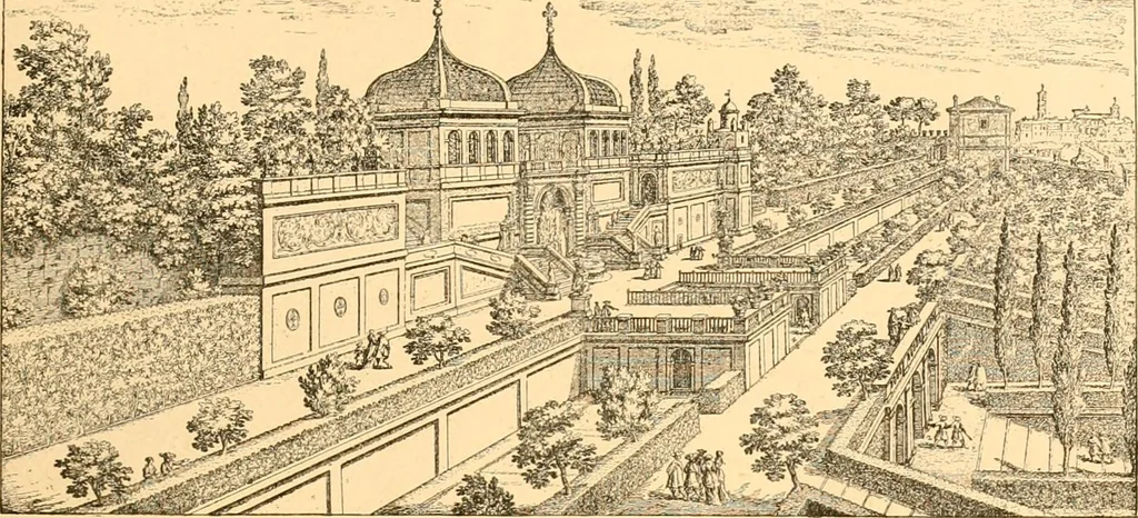 An illustration from L'art des jardins. Parcs--jardins--promenades--étude historique--principles de la composition des jardins--plantations--décoration pittoresque et artistique des parcs et jardins publics; traité pratique et didactique, 1886, leaf 76