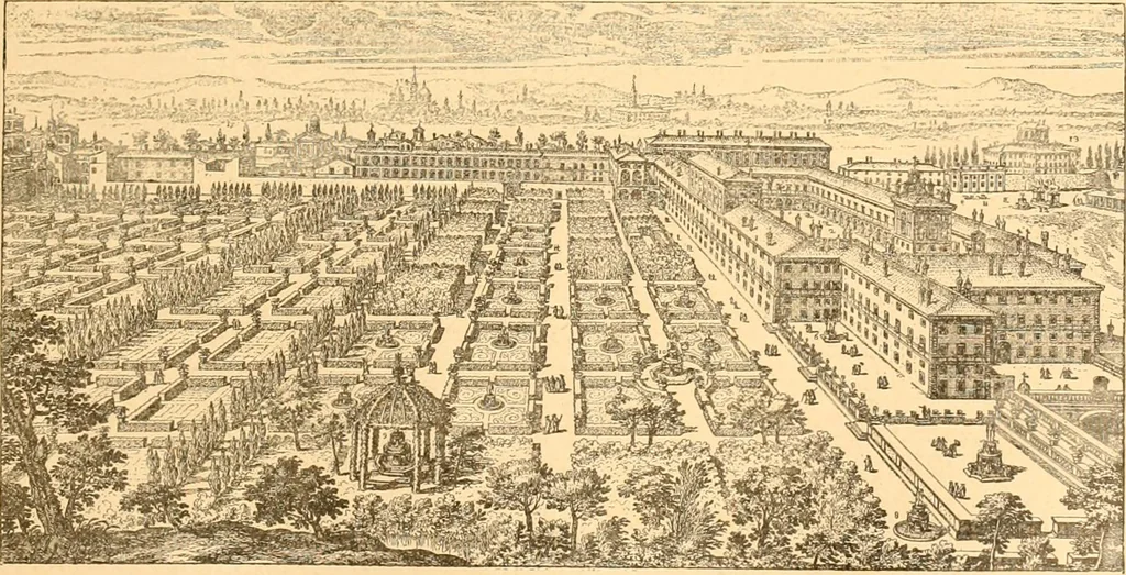 An illustration from L'art des jardins. Parcs--jardins--promenades--étude historique--principles de la composition des jardins--plantations--décoration pittoresque et artistique des parcs et jardins publics; traité pratique et didactique, 1886, leaf 76
