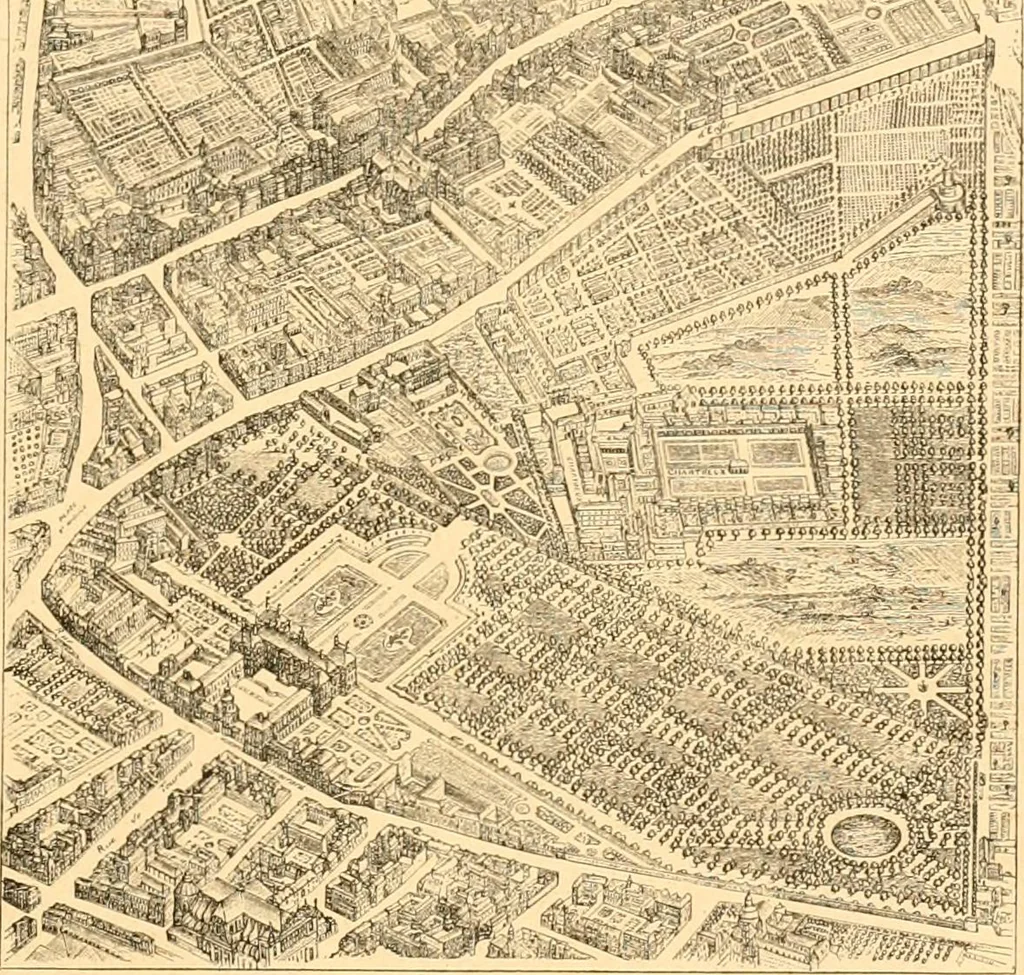 An illustration from L'art des jardins. Parcs--jardins--promenades--étude historique--principles de la composition des jardins--plantations--décoration pittoresque et artistique des parcs et jardins publics; traité pratique et didactique, 1886, leaf 90