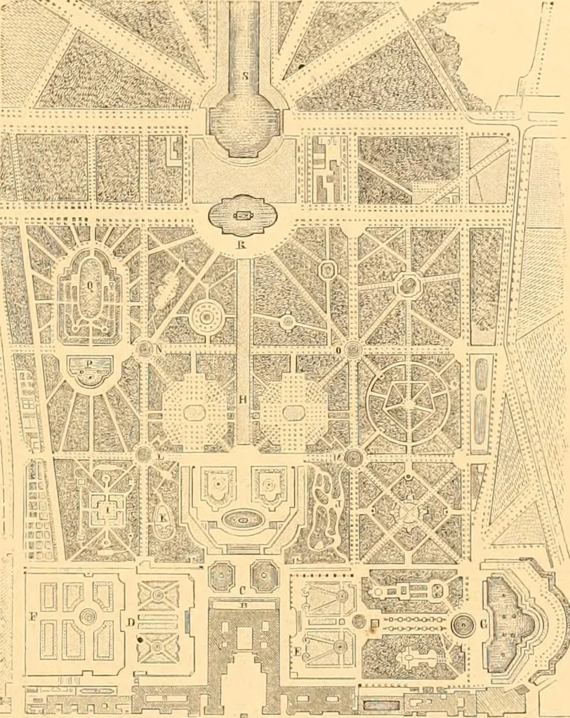 An illustration from L'art des jardins. Parcs--jardins--promenades--étude historique--principles de la composition des jardins--plantations--décoration pittoresque et artistique des parcs et jardins publics; traité pratique et didactique, 1886, leaf 96