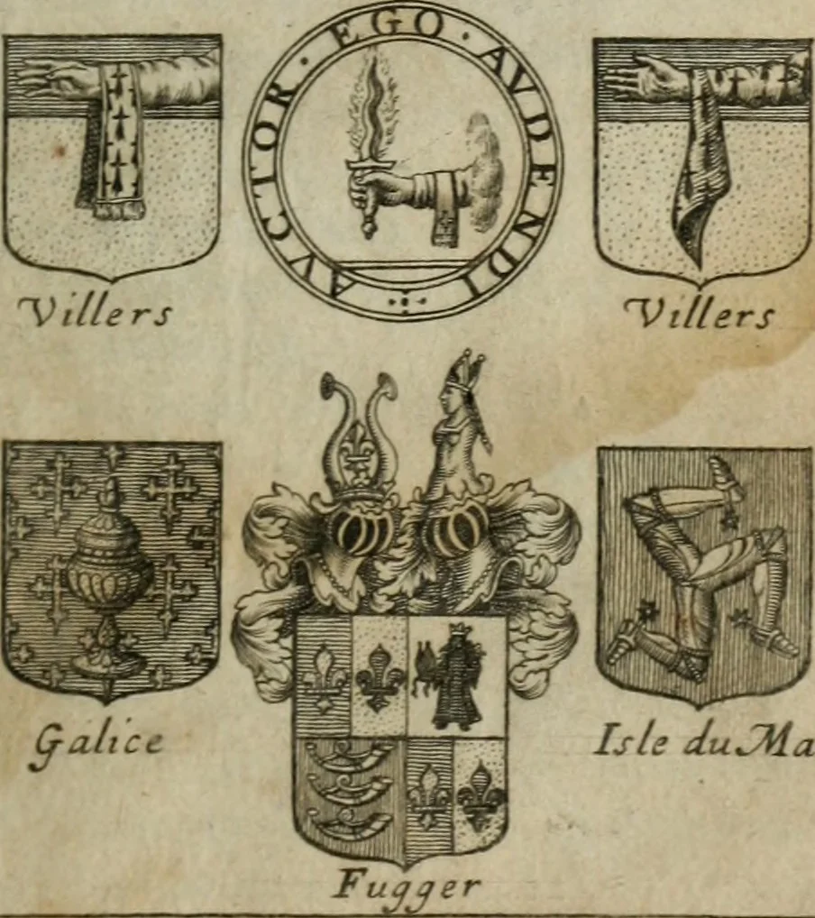 An illustration from L'art du blason justifié, ou, Les preuves du véritable art du blason ... : avec la méthode abbrégée des principes héraldiques, 1661, leaf 210