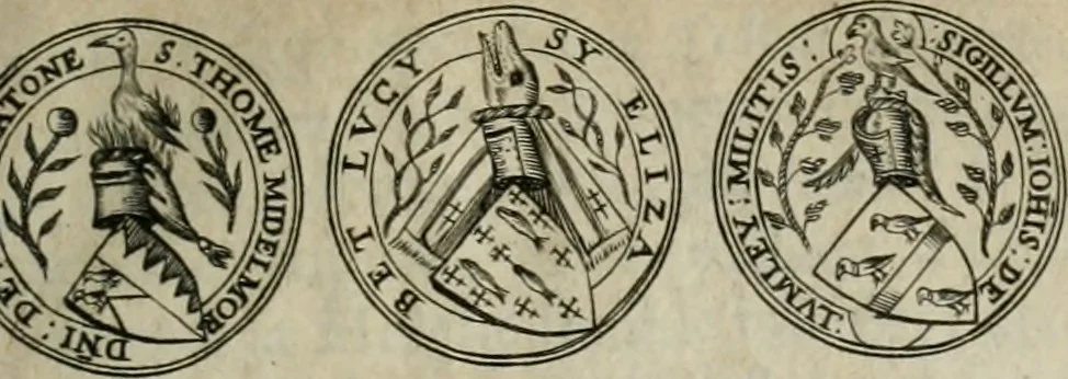 An illustration from L'art du blason justifié, ou, Les preuves du véritable art du blason ... : avec la méthode abbrégée des principes héraldiques, 1661, leaf 222
