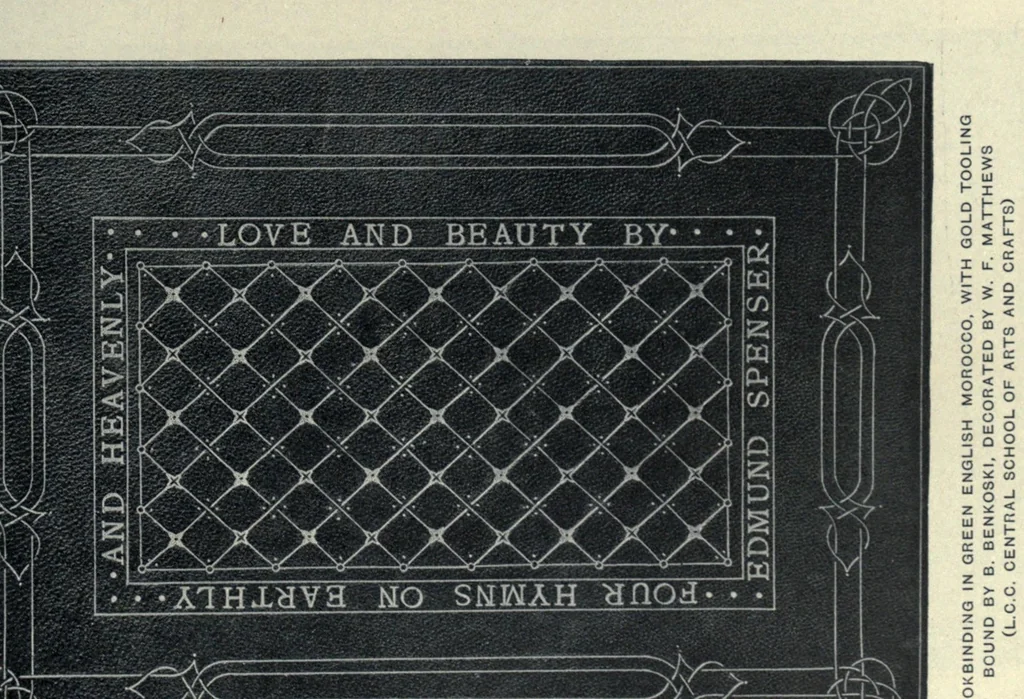 An illustration from L'art du livre; étude sur quelques-uns des dernières créations en typographie, ornamentation de textes, et reliure, exécutées en Europe et en Amérique, 1914, leaf 125
