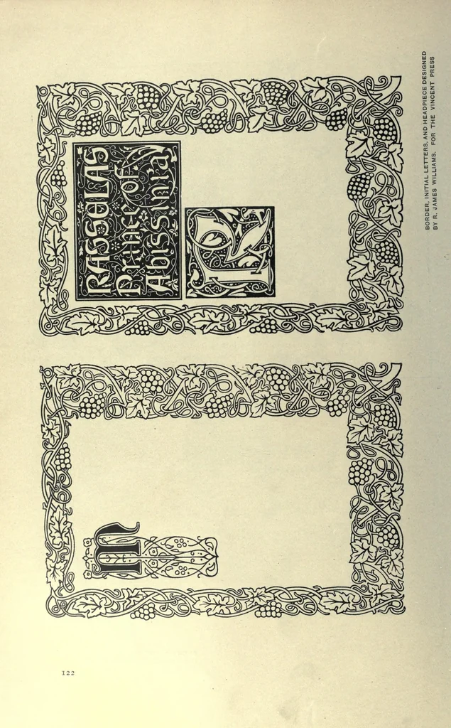 An illustration from L'art du livre; étude sur quelques-uns des dernières créations en typographie, ornamentation de textes, et reliure, exécutées en Europe et en Amérique, 1914, leaf 136