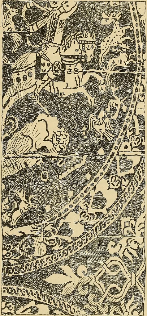 An illustration from L'arte nell'industria : lavori di legno e pastiglia, lavori di metallo, lavori di pietra, marmo, alabastro, ceramica, musaico, vetro, lavori di osso e avorio, lavori tessili, carte da parati e cuoi decorati, ricami, pizzi, cartelloni, stampe, ecc., 1907, leaf 118