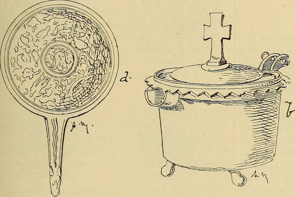 An illustration from L'arte nell'industria : lavori di legno e pastiglia, lavori di metallo, lavori di pietra, marmo, alabastro, ceramica, musaico, vetro, lavori di osso e avorio, lavori tessili, carte da parati e cuoi decorati, ricami, pizzi, cartelloni, stampe, ecc., 1907, leaf 136