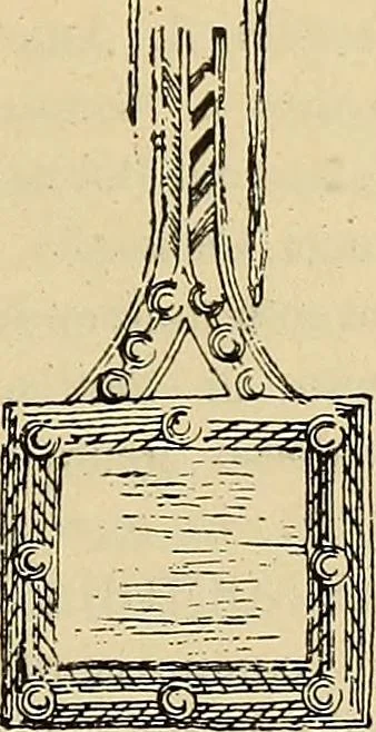 An illustration from L'arte nell'industria : lavori di legno e pastiglia, lavori di metallo, lavori di pietra, marmo, alabastro, ceramica, musaico, vetro, lavori di osso e avorio, lavori tessili, carte da parati e cuoi decorati, ricami, pizzi, cartelloni, stampe, ecc., 1907, leaf 146
