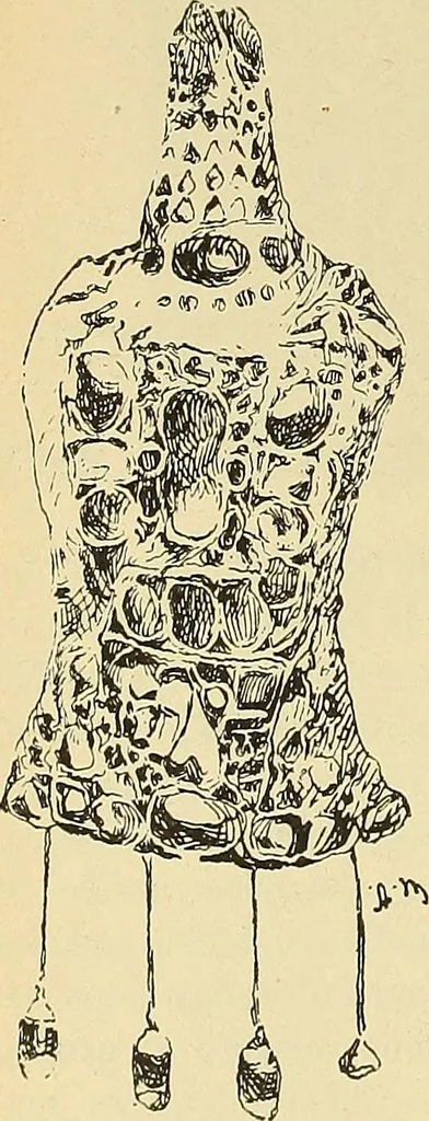 An illustration from L'arte nell'industria : lavori di legno e pastiglia, lavori di metallo, lavori di pietra, marmo, alabastro, ceramica, musaico, vetro, lavori di osso e avorio, lavori tessili, carte da parati e cuoi decorati, ricami, pizzi, cartelloni, stampe, ecc., 1907, leaf 147