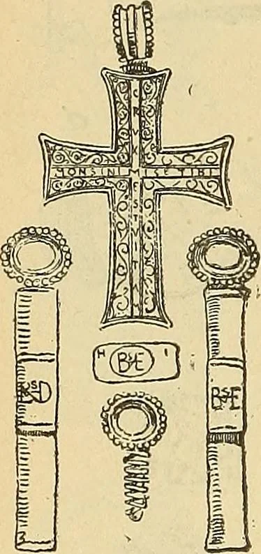An illustration from L'arte nell'industria : lavori di legno e pastiglia, lavori di metallo, lavori di pietra, marmo, alabastro, ceramica, musaico, vetro, lavori di osso e avorio, lavori tessili, carte da parati e cuoi decorati, ricami, pizzi, cartelloni, stampe, ecc., 1907, leaf 151