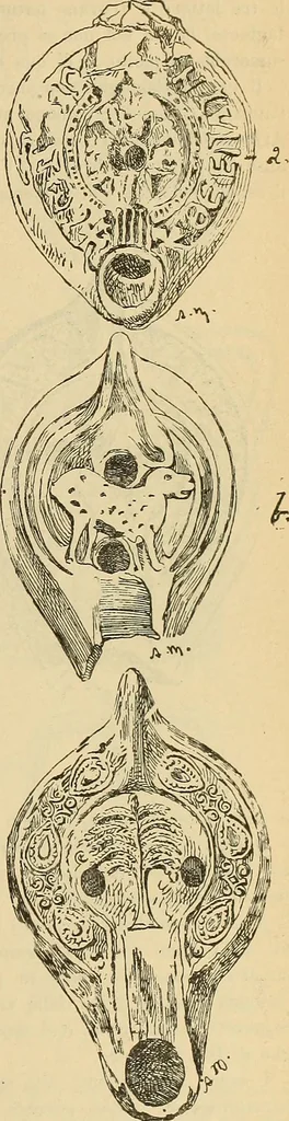 An illustration from L'arte nell'industria : lavori di legno e pastiglia, lavori di metallo, lavori di pietra, marmo, alabastro, ceramica, musaico, vetro, lavori di osso e avorio, lavori tessili, carte da parati e cuoi decorati, ricami, pizzi, cartelloni, stampe, ecc., 1907, leaf 152
