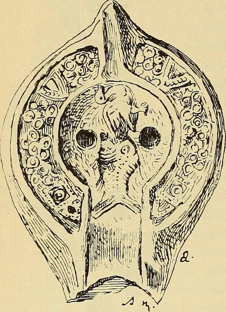 An illustration from L'arte nell'industria : lavori di legno e pastiglia, lavori di metallo, lavori di pietra, marmo, alabastro, ceramica, musaico, vetro, lavori di osso e avorio, lavori tessili, carte da parati e cuoi decorati, ricami, pizzi, cartelloni, stampe, ecc., 1907, leaf 153