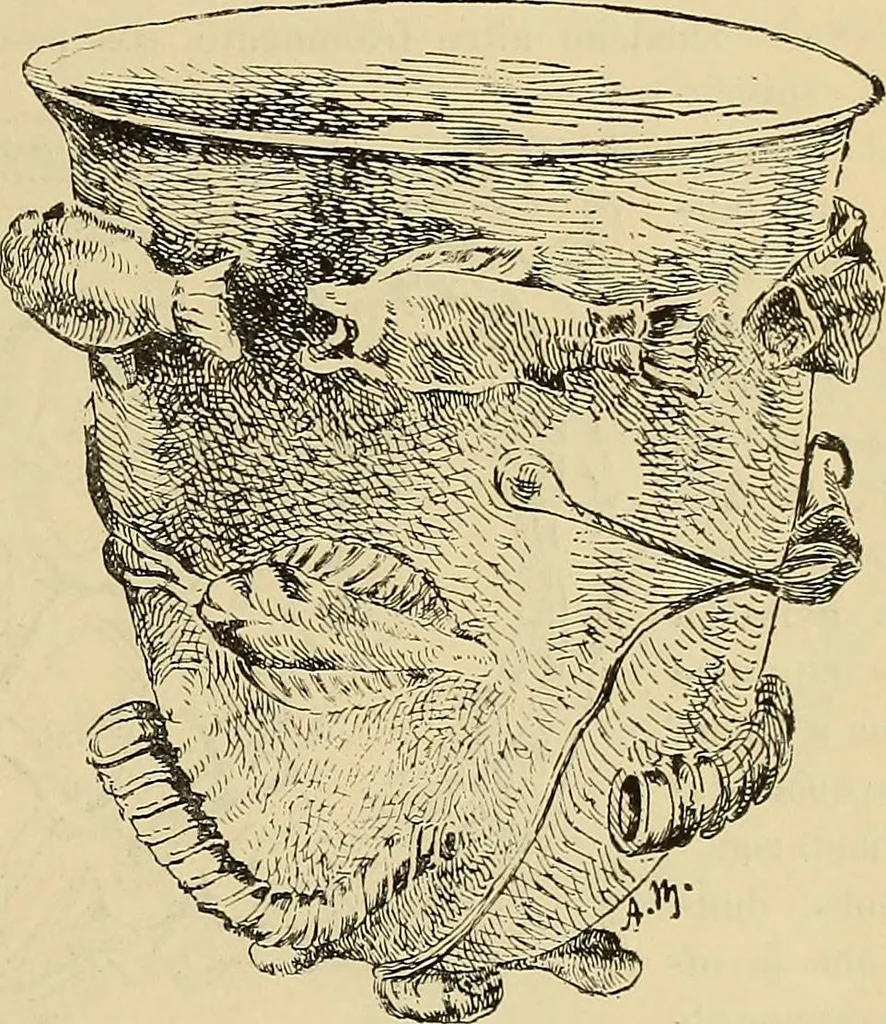 An illustration from L'arte nell'industria : lavori di legno e pastiglia, lavori di metallo, lavori di pietra, marmo, alabastro, ceramica, musaico, vetro, lavori di osso e avorio, lavori tessili, carte da parati e cuoi decorati, ricami, pizzi, cartelloni, stampe, ecc., 1907, leaf 156