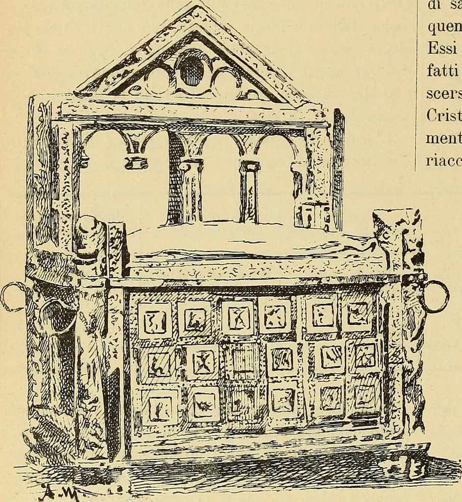 An illustration from L'arte nell'industria : lavori di legno e pastiglia, lavori di metallo, lavori di pietra, marmo, alabastro, ceramica, musaico, vetro, lavori di osso e avorio, lavori tessili, carte da parati e cuoi decorati, ricami, pizzi, cartelloni, stampe, ecc., 1907, leaf 163