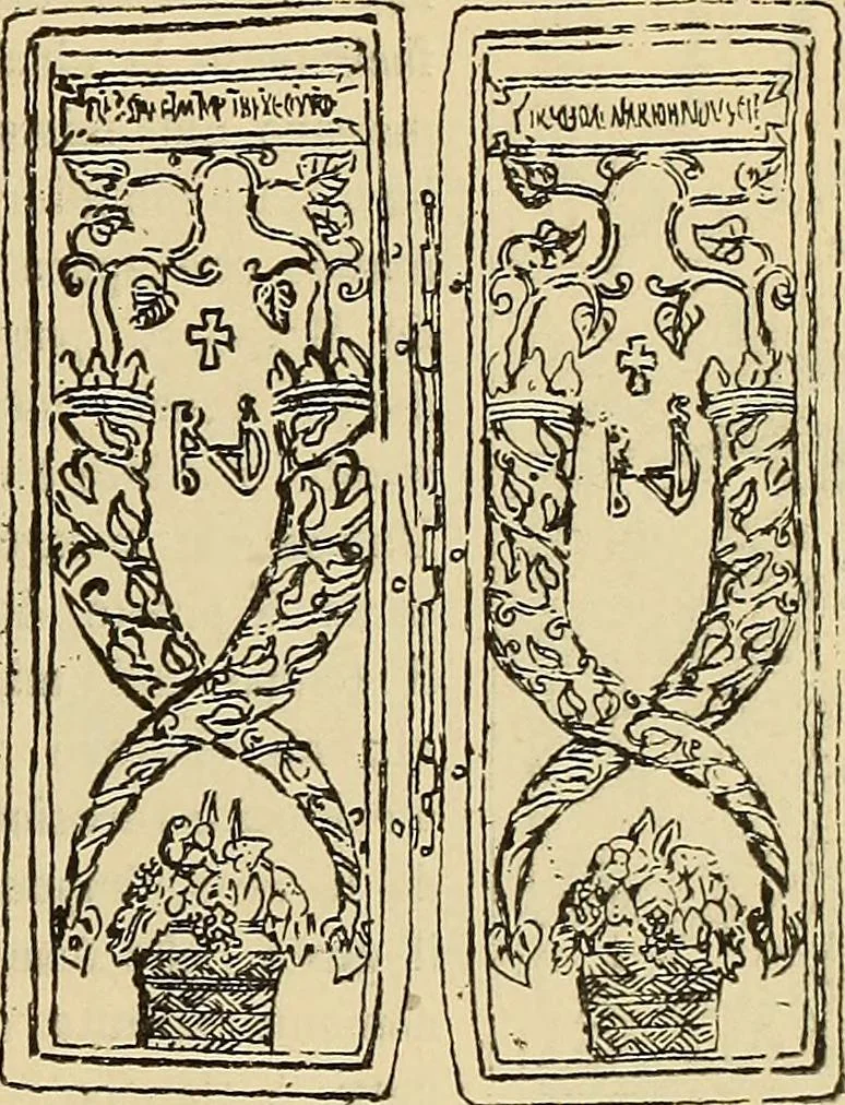 An illustration from L'arte nell'industria : lavori di legno e pastiglia, lavori di metallo, lavori di pietra, marmo, alabastro, ceramica, musaico, vetro, lavori di osso e avorio, lavori tessili, carte da parati e cuoi decorati, ricami, pizzi, cartelloni, stampe, ecc., 1907, leaf 164