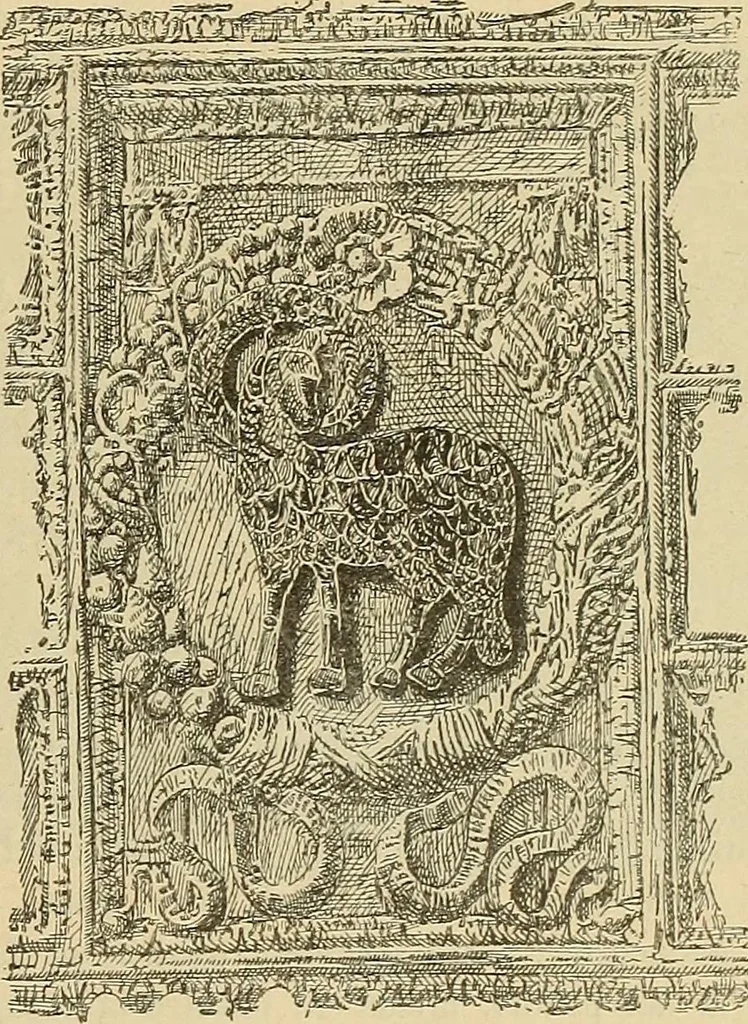 An illustration from L'arte nell'industria : lavori di legno e pastiglia, lavori di metallo, lavori di pietra, marmo, alabastro, ceramica, musaico, vetro, lavori di osso e avorio, lavori tessili, carte da parati e cuoi decorati, ricami, pizzi, cartelloni, stampe, ecc., 1907, leaf 170
