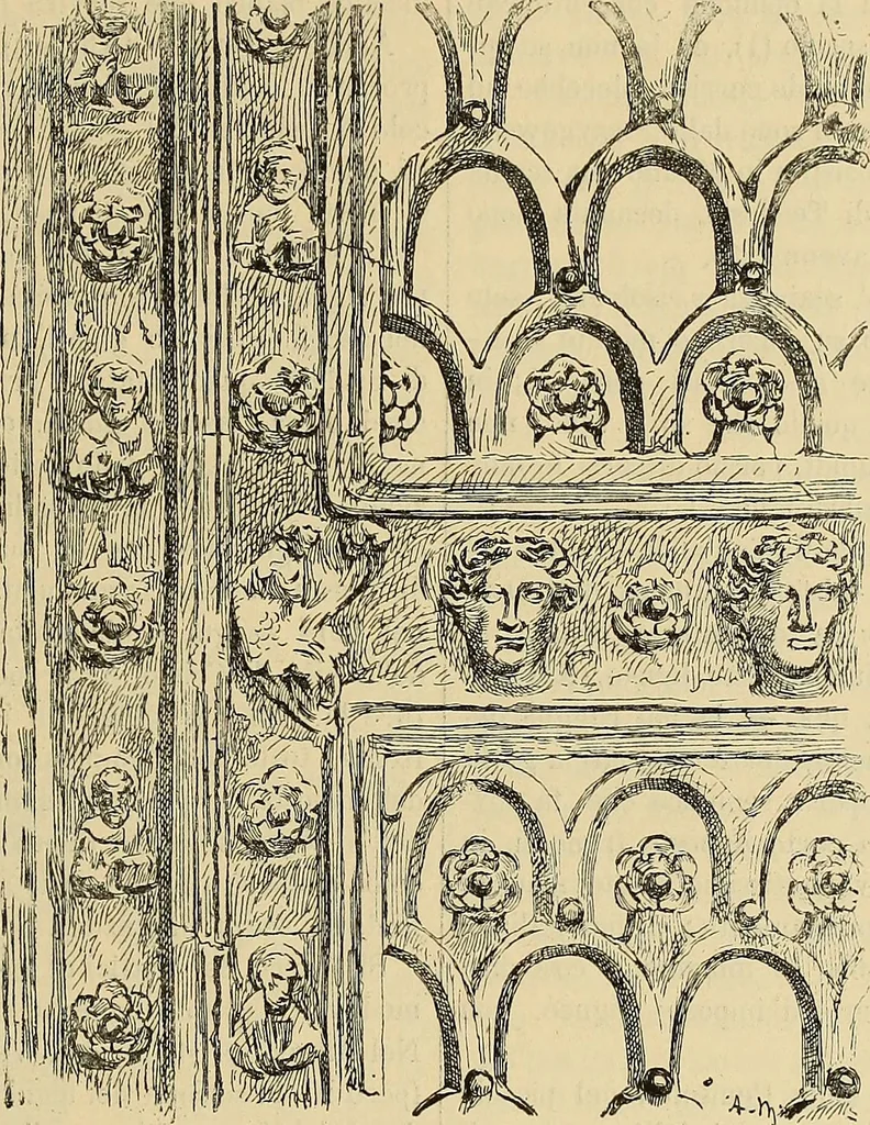 An illustration from L'arte nell'industria : lavori di legno e pastiglia, lavori di metallo, lavori di pietra, marmo, alabastro, ceramica, musaico, vetro, lavori di osso e avorio, lavori tessili, carte da parati e cuoi decorati, ricami, pizzi, cartelloni, stampe, ecc., 1907, leaf 186
