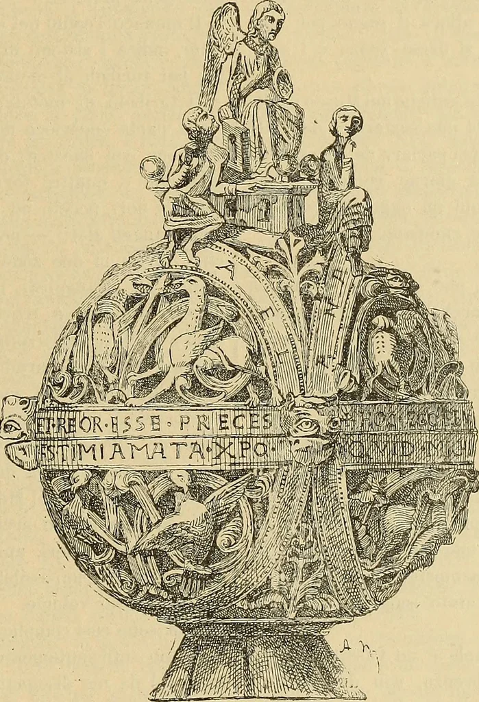 An illustration from L'arte nell'industria : lavori di legno e pastiglia, lavori di metallo, lavori di pietra, marmo, alabastro, ceramica, musaico, vetro, lavori di osso e avorio, lavori tessili, carte da parati e cuoi decorati, ricami, pizzi, cartelloni, stampe, ecc., 1907, leaf 194