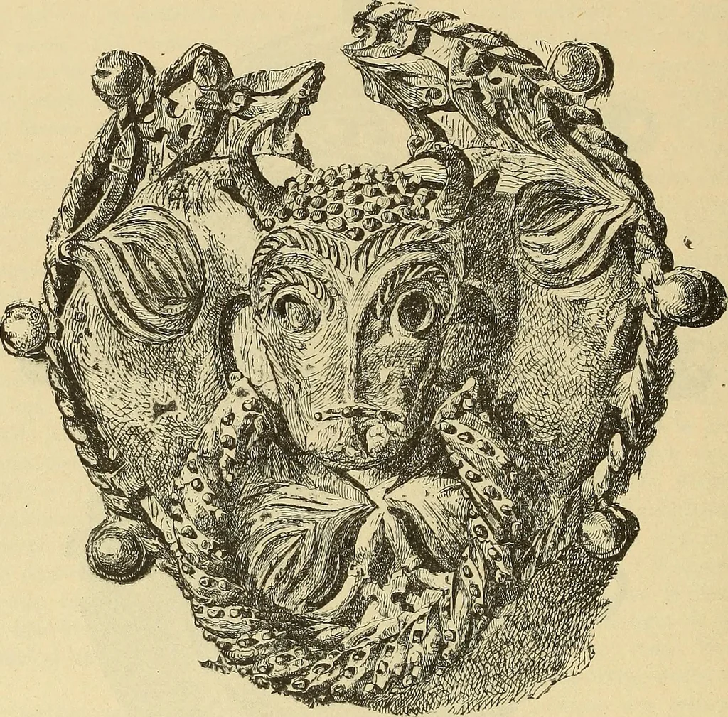 An illustration from L'arte nell'industria : lavori di legno e pastiglia, lavori di metallo, lavori di pietra, marmo, alabastro, ceramica, musaico, vetro, lavori di osso e avorio, lavori tessili, carte da parati e cuoi decorati, ricami, pizzi, cartelloni, stampe, ecc., 1907, leaf 199
