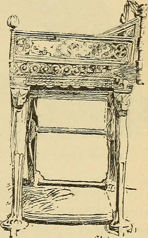 An illustration from L'arte nell'industria : lavori di legno e pastiglia, lavori di metallo, lavori di pietra, marmo, alabastro, ceramica, musaico, vetro, lavori di osso e avorio, lavori tessili, carte da parati e cuoi decorati, ricami, pizzi, cartelloni, stampe, ecc., 1907, leaf 200