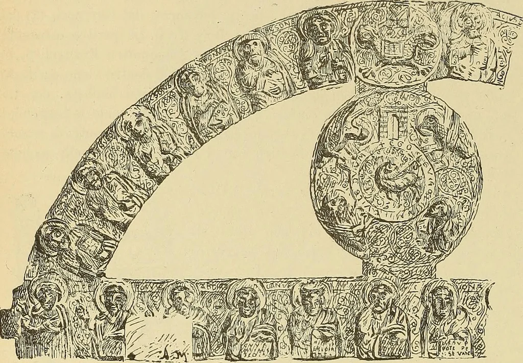 An illustration from L'arte nell'industria : lavori di legno e pastiglia, lavori di metallo, lavori di pietra, marmo, alabastro, ceramica, musaico, vetro, lavori di osso e avorio, lavori tessili, carte da parati e cuoi decorati, ricami, pizzi, cartelloni, stampe, ecc., 1907, leaf 201