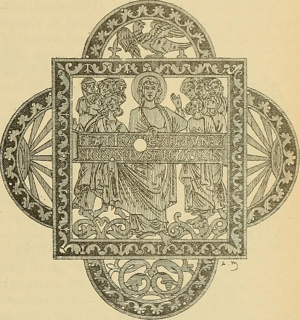 An illustration from L'arte nell'industria : lavori di legno e pastiglia, lavori di metallo, lavori di pietra, marmo, alabastro, ceramica, musaico, vetro, lavori di osso e avorio, lavori tessili, carte da parati e cuoi decorati, ricami, pizzi, cartelloni, stampe, ecc., 1907, leaf 202