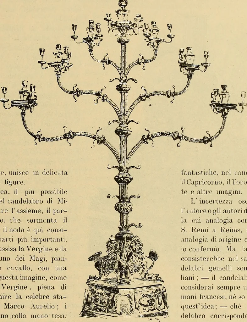 An illustration from L'arte nell'industria : lavori di legno e pastiglia, lavori di metallo, lavori di pietra, marmo, alabastro, ceramica, musaico, vetro, lavori di osso e avorio, lavori tessili, carte da parati e cuoi decorati, ricami, pizzi, cartelloni, stampe, ecc., 1907, leaf 204