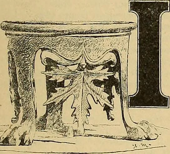An illustration from L'arte nell'industria : lavori di legno e pastiglia, lavori di metallo, lavori di pietra, marmo, alabastro, ceramica, musaico, vetro, lavori di osso e avorio, lavori tessili, carte da parati e cuoi decorati, ricami, pizzi, cartelloni, stampe, ecc., 1907, leaf 22
