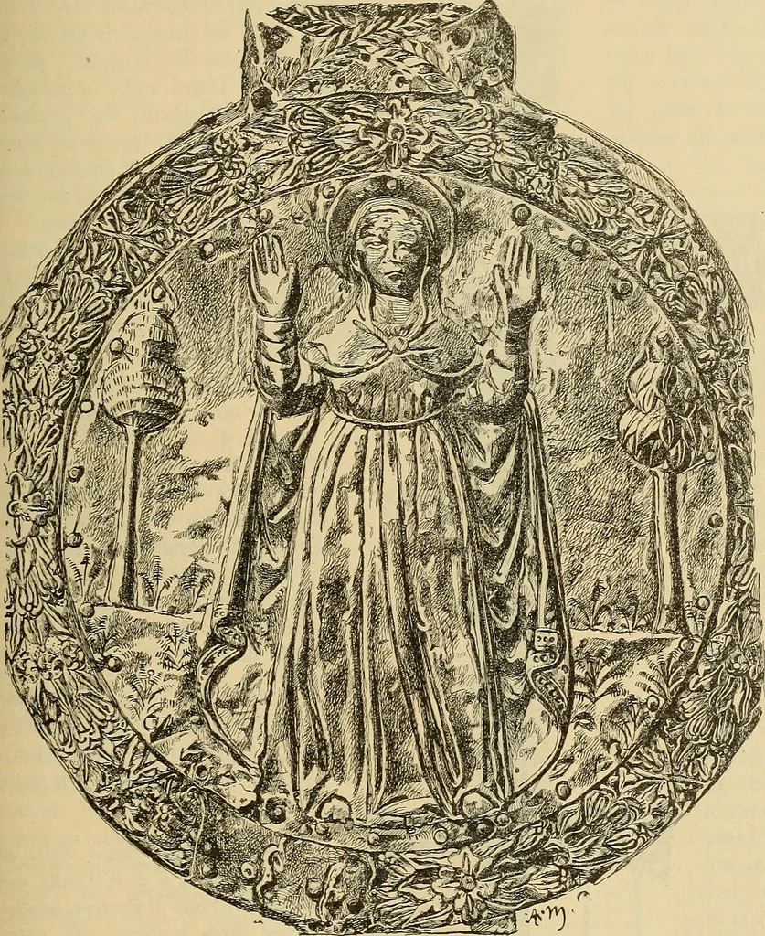 An illustration from L'arte nell'industria : lavori di legno e pastiglia, lavori di metallo, lavori di pietra, marmo, alabastro, ceramica, musaico, vetro, lavori di osso e avorio, lavori tessili, carte da parati e cuoi decorati, ricami, pizzi, cartelloni, stampe, ecc., 1907, leaf 220