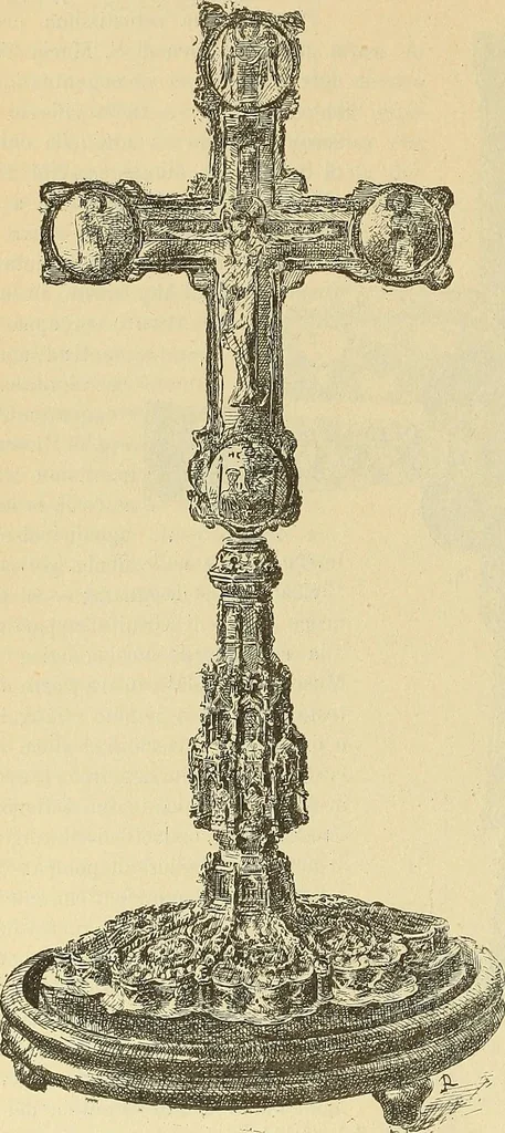 An illustration from L'arte nell'industria : lavori di legno e pastiglia, lavori di metallo, lavori di pietra, marmo, alabastro, ceramica, musaico, vetro, lavori di osso e avorio, lavori tessili, carte da parati e cuoi decorati, ricami, pizzi, cartelloni, stampe, ecc., 1907, leaf 223