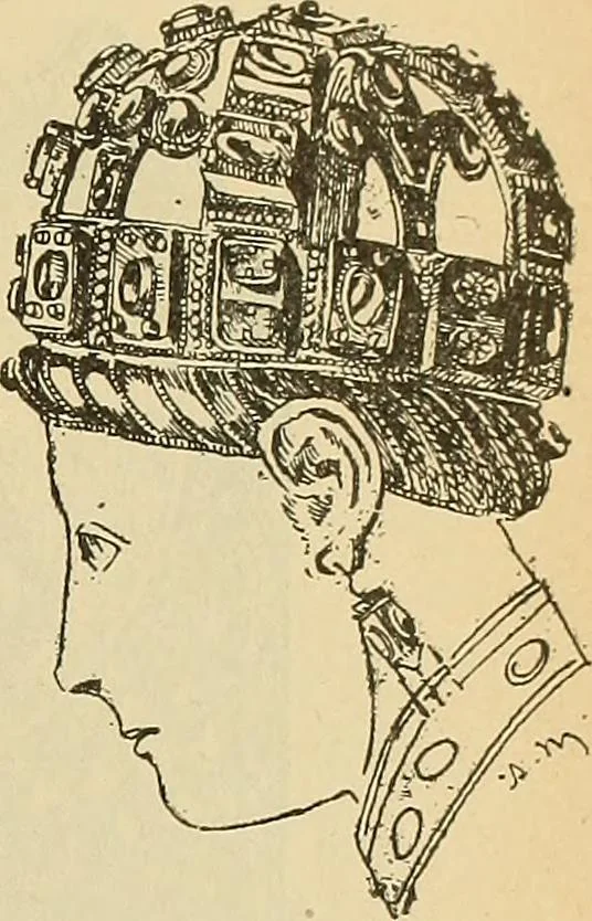 An illustration from L'arte nell'industria : lavori di legno e pastiglia, lavori di metallo, lavori di pietra, marmo, alabastro, ceramica, musaico, vetro, lavori di osso e avorio, lavori tessili, carte da parati e cuoi decorati, ricami, pizzi, cartelloni, stampe, ecc., 1907, leaf 228